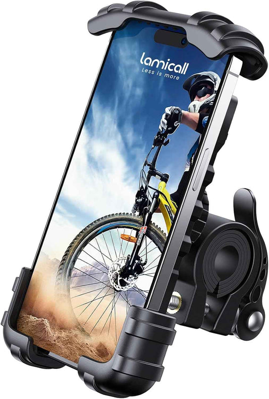 Lamicall Bike Phone Holder, Motorcycle Mount - Motorcycle Phone Holder, Handlebar Cell Phone Clamp, Scooter Phone Clip for iPhone Air 17 Pro Max, 16 15 Pro Max Plus, S20, More 4.7 to 6.8" Smartphones