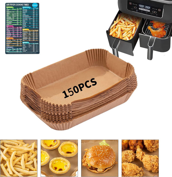 Air Fryer Disposable Paper Liner, 100PCS Food Grade Parchment Liners for Ninja DZ201, Air Fryer Accessories Baking Paper (9 * 6,Thicken Natural)