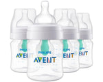 Philips Avent 9oz Anti-Colic Baby Bottle with AirFree Vent, 4pk, Clear, Flow 2 Nipples, 1m+