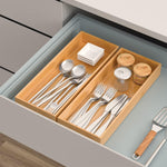 Bamboo drawer organizer for kitchen storage and organization