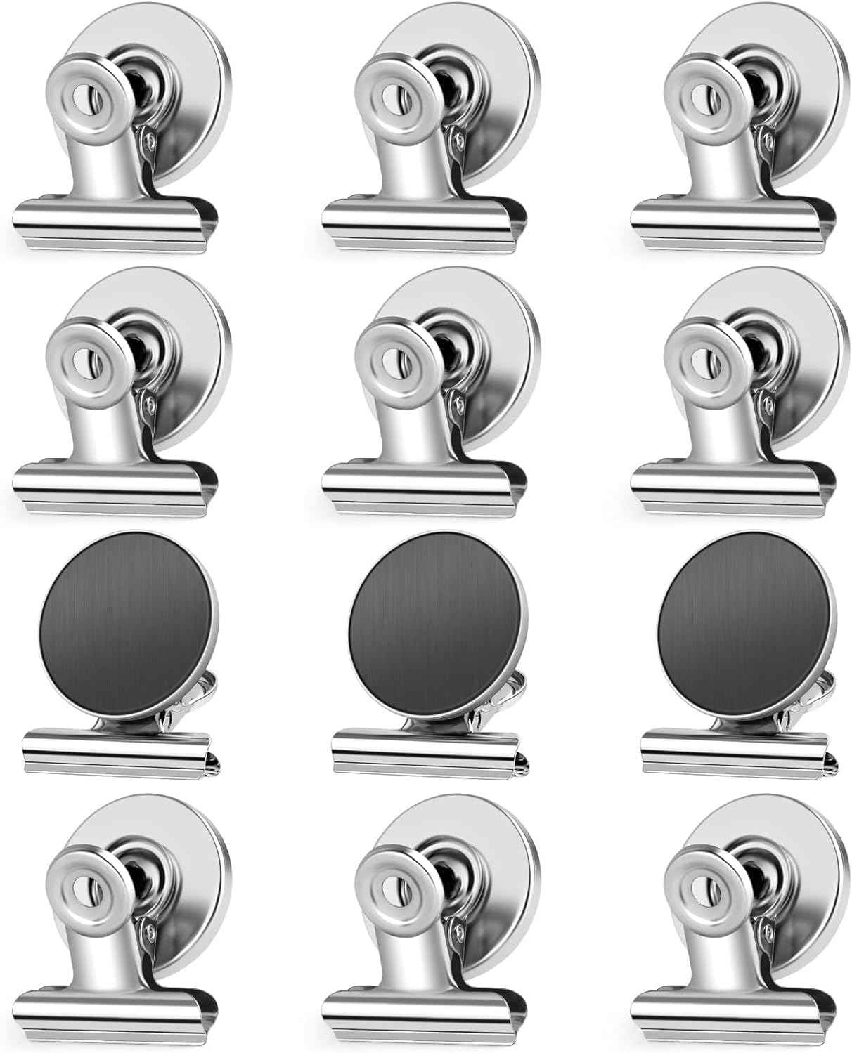 12pack Fridge Magnets Refrigerator Magnets Magnetic Clips Heavy Duty Detailed List Display Paper Fasteners on Home& Office& Teaching (Black, 12)