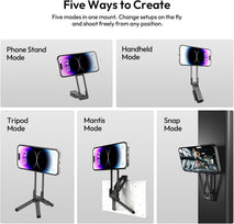 ULANZI MA38 Magnetic Phone Tripod for iPhone 17/16/15-52N Strong Magnet Foldable Hook for Magsafe Phone Tripod, Portable Mini Phone Stand for Desk w Arca Uka Mount & Back Magnetic for Vlog/Travel