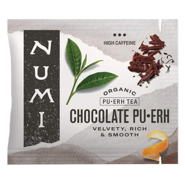 Numi Organic Chocolate Pu-erh Tea, 16 Dark Tea Bags, Aged Yunnan Pu-erh Tea with Cocoa
