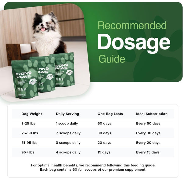 Iron Paws human-grade superfood powder for dogs dental health longevity hip joint gut allergies immune support skin coat 3.5 oz