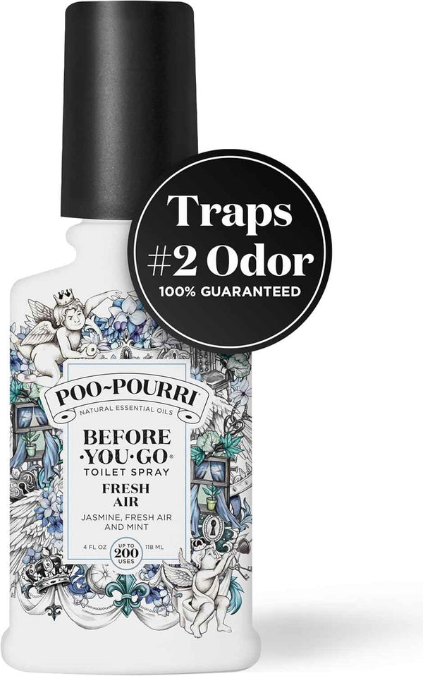 Poo-Pourri Before-You-Go Toilet Spray, Fresh Air, Plant-Based with Essential Oils, Jasmine, Mint, Citrus Scents