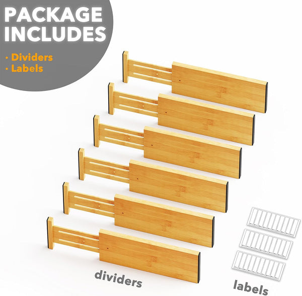 Bamboo dresser drawer dividers for organization and customization