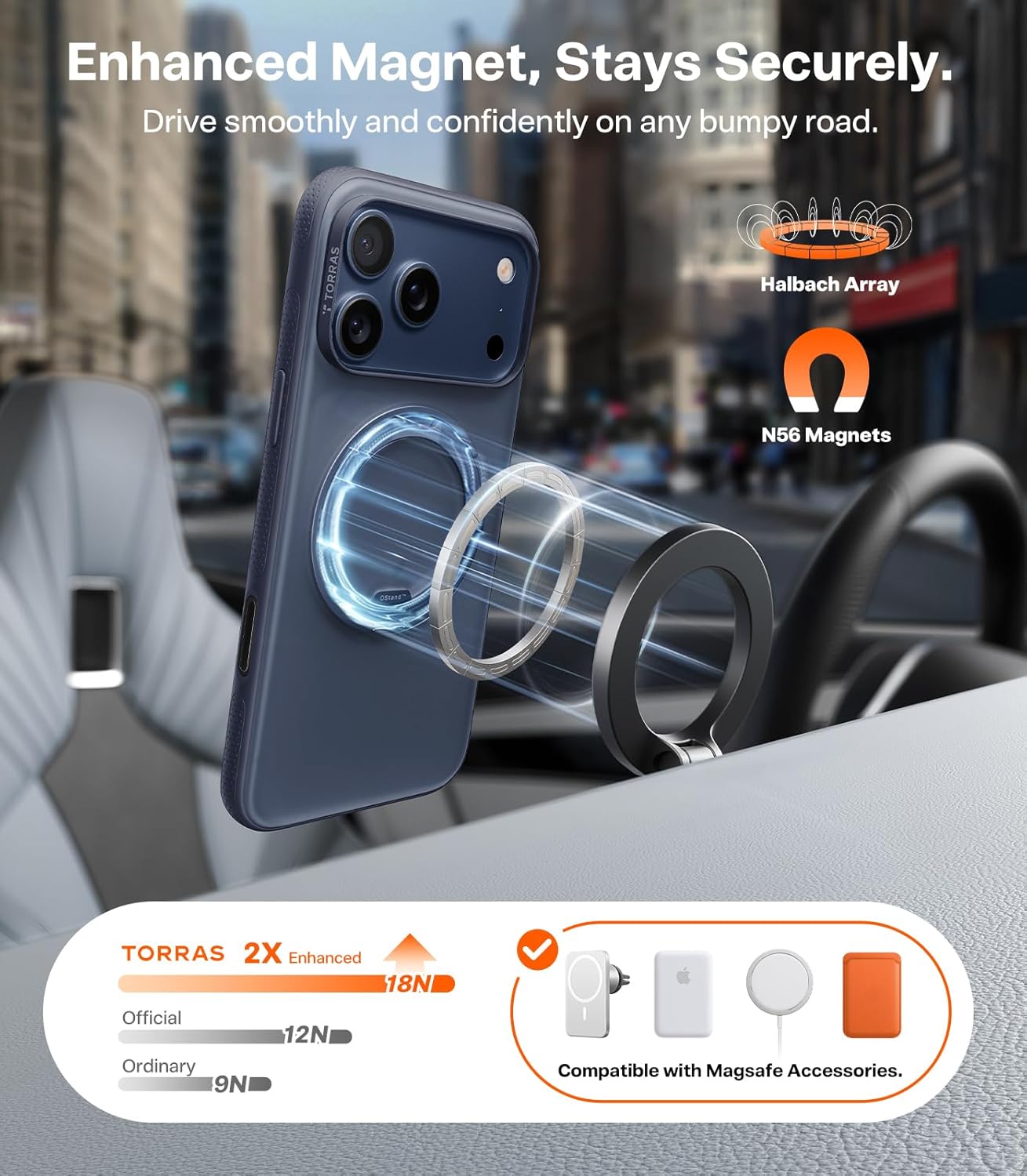 TORRAS 360 Magnetic Stand for iPhone 17 Pro Max Case, [Fit for MagSafe] [4X Military-Grade Protection] Slim Case for iPhone 17 Pro Max, 6.9", Translucent Deep Blue, Ostand O3 Fitness Series - Rayz Mart