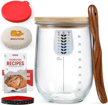 1L (34oz) Sourdough Starter Jar Kit - Wide Mouth Glass Sour Dough Bread Crock Set with Accessories