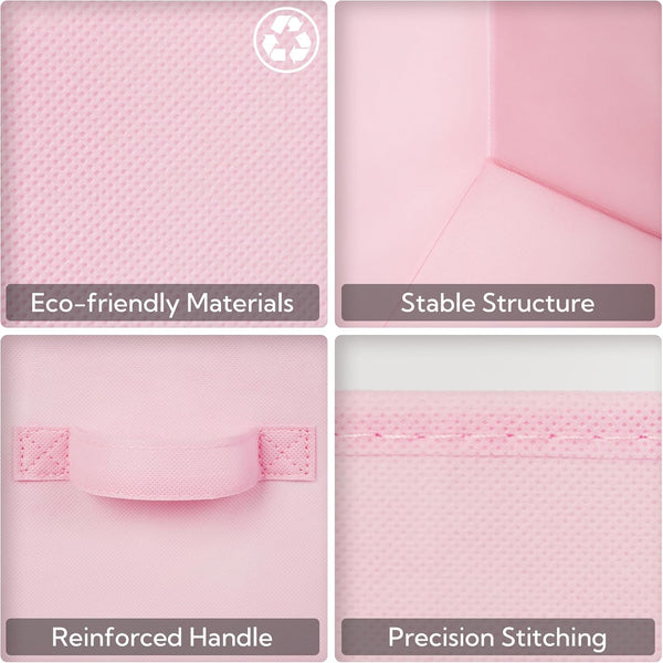 Storage Cube Organizer 6 Pack Pink Fabric Bins for Shelves Closet