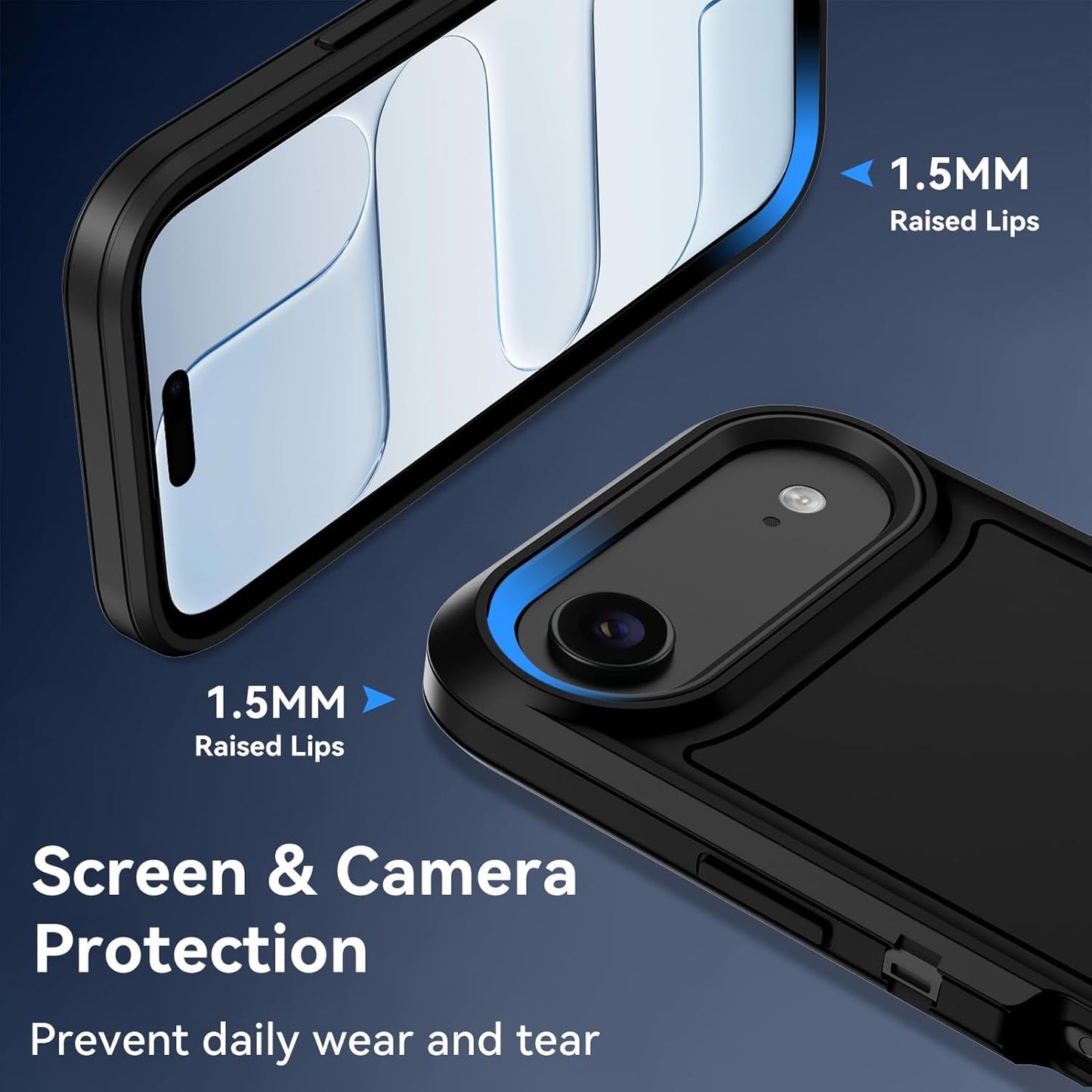 for iPhone 17 Air Case with Built-in Invisible Kickstand,[2*Screen Protector] Military-Grade Protection Shockproof Protective Cover,Hard Back Stand Phone Case for iPhone 17 Air (Black)