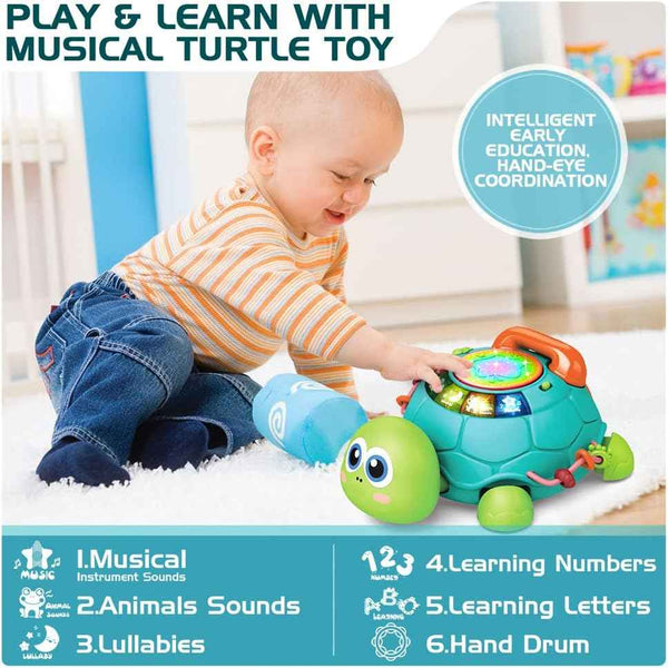 jyusmile baby turtle crawling toy 6-12 months musical light sound