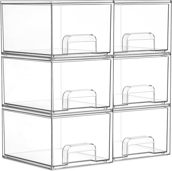 Clear Stackable Storage Drawers for Home Organization
