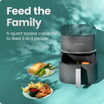 Chefman TurboX 4-in-1 Air Fryer, 5-Quart Airfryer for Extra Crispy Chicken, Fries, Wings, and More, Air Fry, Bake, Reheat, and Frozen Functions, Digital Touch Controls, Dishwasher Safe - Gray