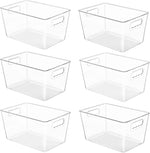 YIHONG 6 Pack Clear Pantry Organizer Bins with Handles for Kitchen, Freezer, Cabinet, Closet, Bathroom