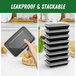50 Pack (100-Piece) 28 oz Meal Prep Containers Reusable with Lids, Sturdy Leakproof & Food Safe, Microwave, Freezer, Dishwasher Safe Prep Containers, To Go Take Out Plastic Food Storage