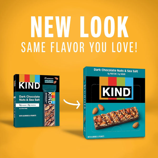 KIND Dark Chocolate Nuts & Sea Salt Snack Bars, 24 Count, Gluten Free, Low Sugar, High Fiber