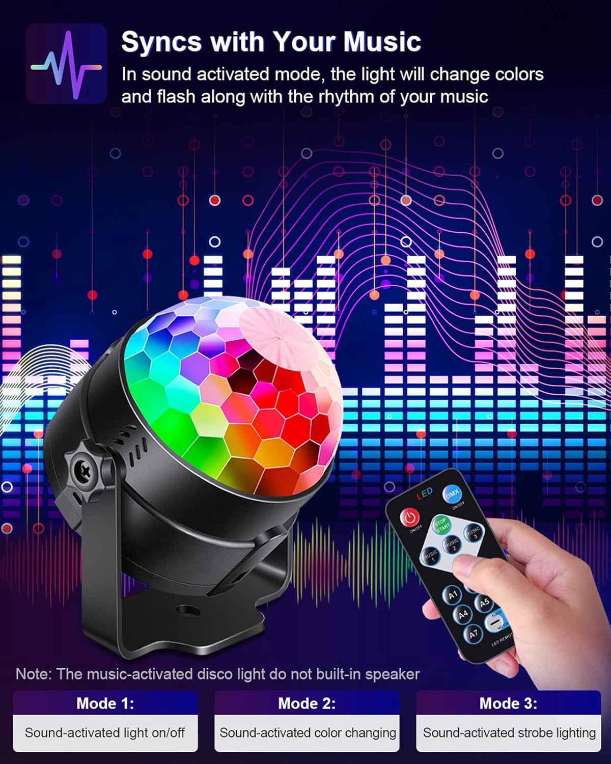 Luditek 2-Pack Sound Activated Party Lights with Remote Control, Disco Ball Light, DJ Strobe Lamp for Home Room Dance Party Supplies White Elephant Gifts Birthday Christmas Halloween Party Decorations