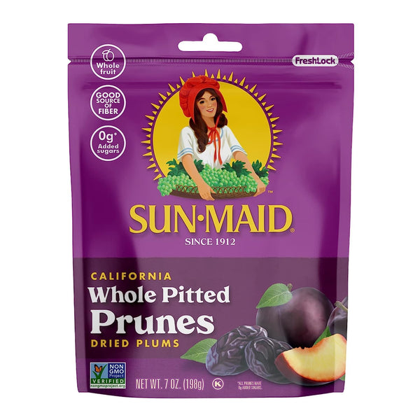 Sun-Maid California Sun-Dried Whole Pitted Prunes 4 Pack 7 oz Resealable Bag