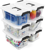 Clear plastic storage bins with lids for home office pantry organization