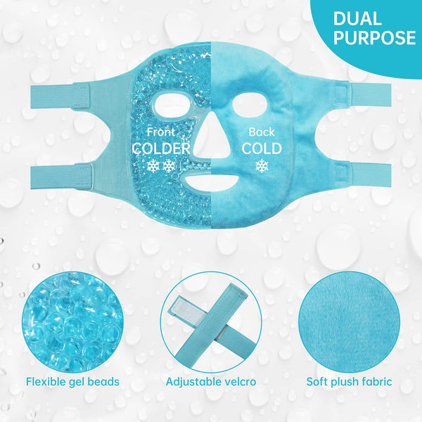 znöcuetöd blue cold face eye mask ice pack for facial puff, dark circles and skin care