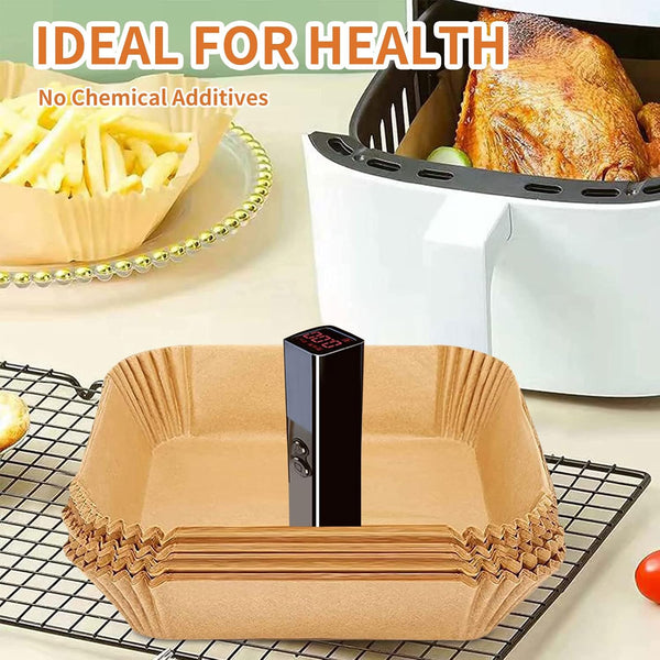 Air Fryer Disposable Paper Liner, Rectangular for Ninja 2-Basket Air Fryer, Natural Non-stick Parchment Paper Liner, 8.6x5.5 inch 125Pcs Rectangle Parchment Paper liners for DZ201, DZ401, FG551