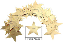 Patelai Glitter Star Garland Banner Christmas Decor 130 Feet Star Hanging Bunting Banner Twinkle Backdrop for Homecoming Classroom Wedding Birthday Halloween Party Supplies(Gold)