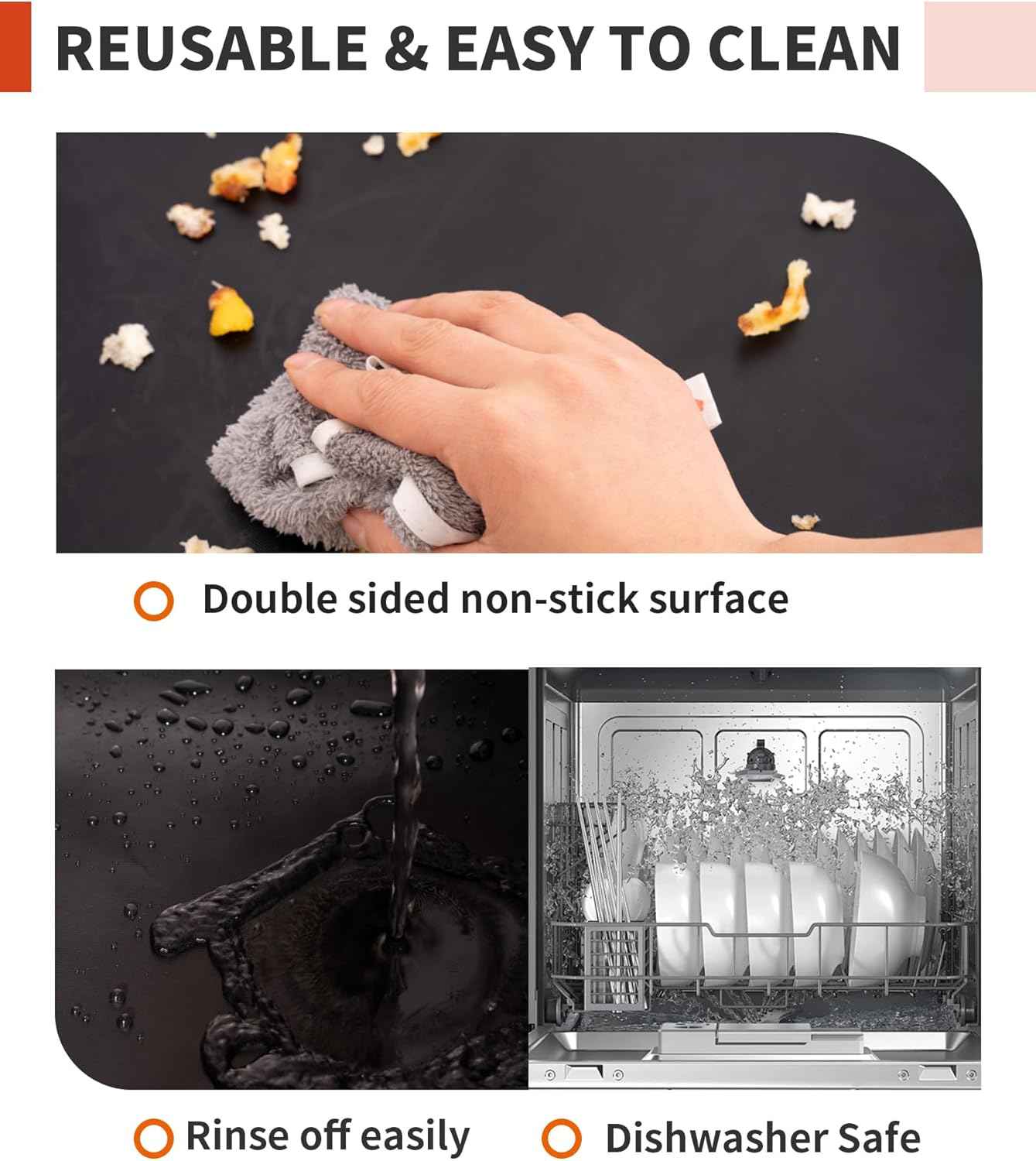 3 pack large heavy duty non-stick oven liners for bottom of electric, gas, toaster & convection ovens - bpa & pfoa free, dishwasher safe