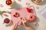 Pink Plastic Cutting Board Set for Kitchen, Dishwasher Safe, BPA Free, Reversible, with Grip Handle
