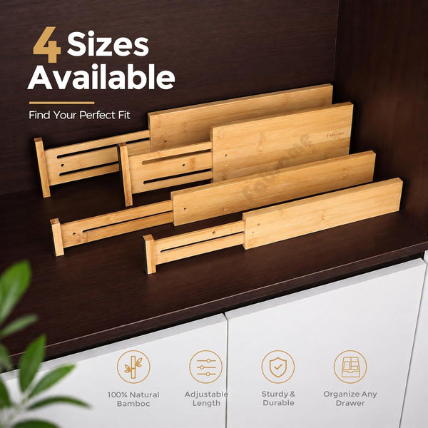 Adjustable bamboo drawer dividers for dresser organization