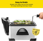 Chefman 4.5 Liter Deep Fryer w/Basket Strainer, XL Jumbo Size, Adjustable Temperature & Timer, Perfect for Fried Chicken, Shrimp, French Fries, Chips & More, Removable Oil-Container, Stainless Steel