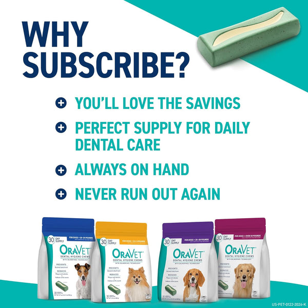 oravet dental chews for dogs small 10-24 lbs blue pouch 30 count