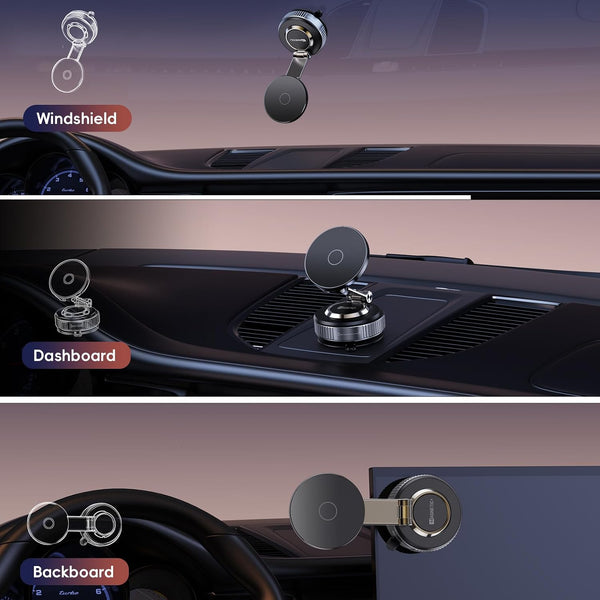 Magnetic Phone Holder for Car 2026 Heavy Duty Model 360° Adjustable Vacuum Suction Car Magsafe Phone Mount Cell Phone Holders for Your Car for iPhone 16 Pro Max 15 14 13 12 Plus (Metal Stand Rotor)
