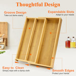 Bamboo Silverware Drawer Organizer Tray for Kitchen Utensils and Tools