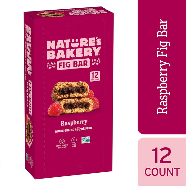 Nature's Bakery Whole Wheat Fig Bars, Raspberry, Vegan, Non-GMO, 12 count box with 2 snack bars each