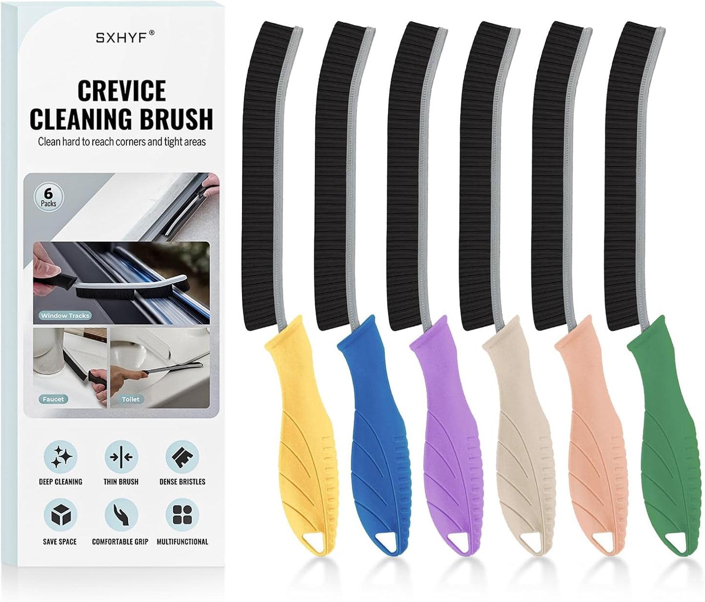 SXhyf Crevice Cleaning Brush – Hard Bristle Grout Scrub Brush for Bathroom, Kitchen & Household Cleaning