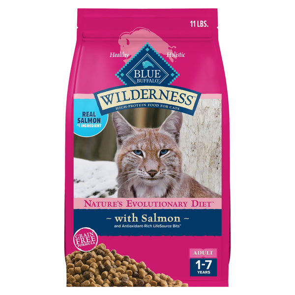 Blue Buffalo Wilderness Natural High Protein Grain Free Dry Cat Food for Adult Cats Salmon 11-lb Bag