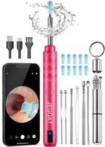 Jegoat Ear Wax Removal, Ear Wax Removal Tool Camera with 1296P HD Camera and 6 LED Lights, Ear Cleaner with 10 Ear Pick, Upgraded Ear Wax Removal Kit for iOS and Android, Black