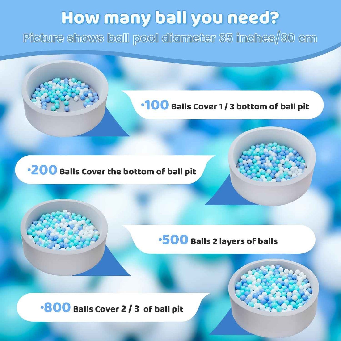 MoonxHome Ball Pit Balls for Toddlers, BPA Free Crush Proof Plastic Toy Balls for Ball Pit, Children's Pool Water Toys, Macaron Ocean Balls for Play Tent 2.15 Inch Pack of 100 200 500 800 1000