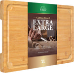 Extra Large Bamboo Cutting Board with Juice Groove and Handles for Kitchen