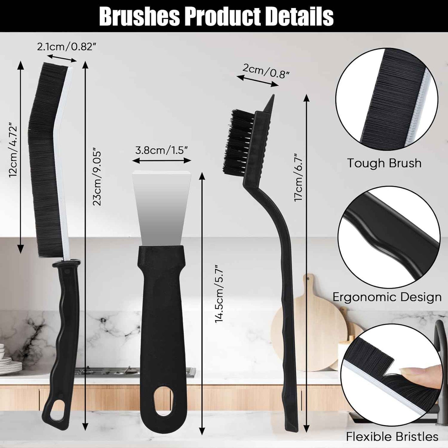 Crevice Cleaning Brush,8 Pcs Cleaning Supplies,Hard Bristle Crevice Cleaning Brush,Crevice Cleaning Brushes for Household Use Bathroom Tiles Kitchen Practical and Durable