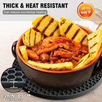 4-pack Walfos silicone trivet mats - heat resistant kitchen pot holders, non-slip hot pads, black
