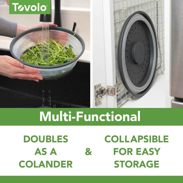 10 Inch Heavy Duty Tovolo Microwave Cover for Food Splatter, Collapsible & Vented, Charcoal Gray