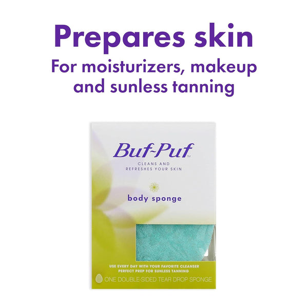 dermatologist-developed buf-puf body sponge, gentle exfoliating bath sponge, reusable, 1 count
