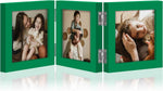 decorUhome Triple 4x6 Picture Frame Vertical, Engineered Wood Trifold Photo Frame with Plexiglass for Tabletop Display, 4x6, Black