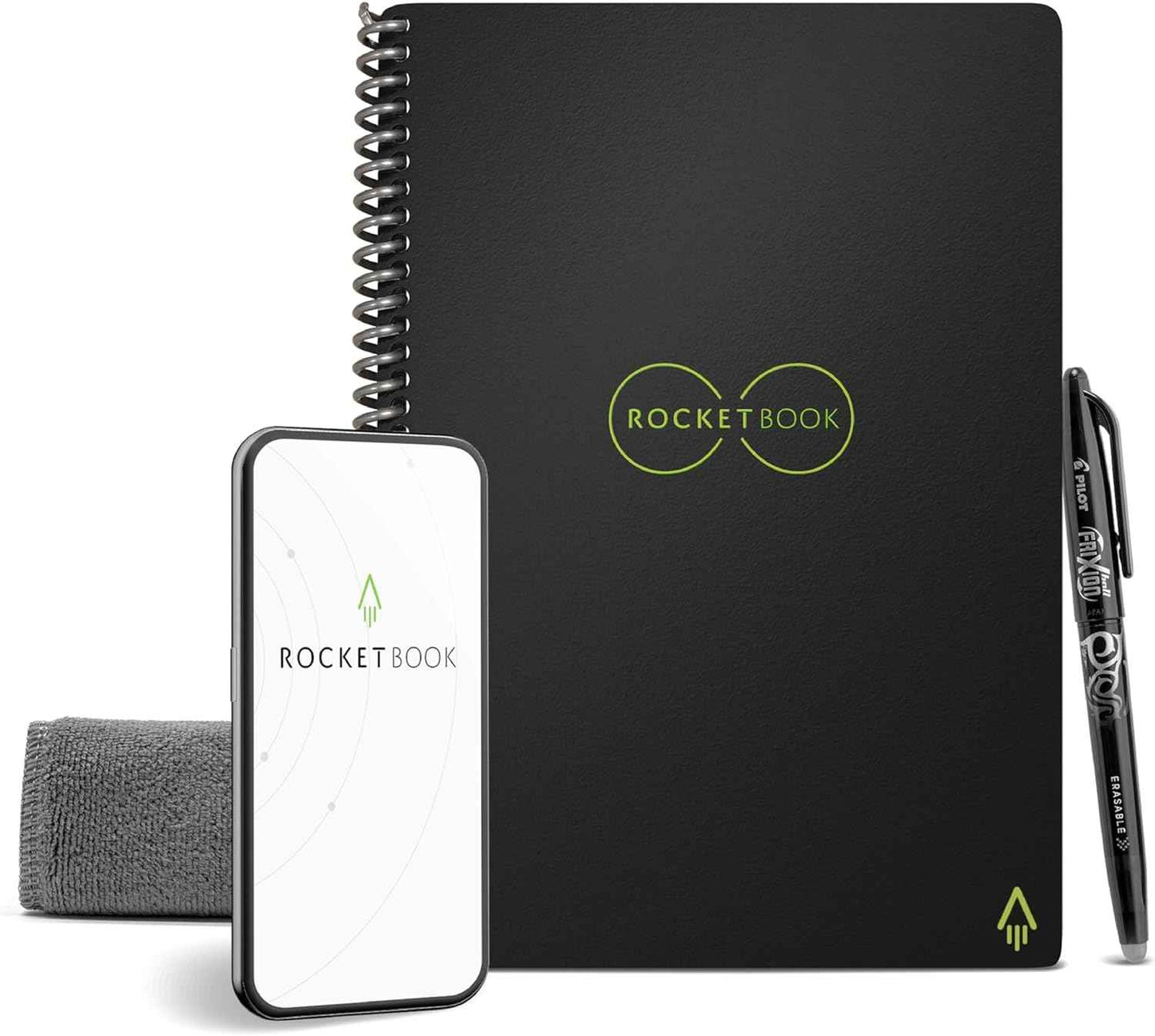 Rocketbook Core Reusable Smart Notebook, Lined Pages For School, Work and Creative Projects, Letter Size 8.5x11, Black - Premium