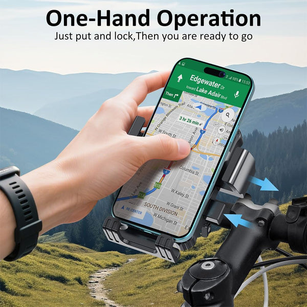 Adjustable Bike Phone Holder for Cell Phones, Universal Fit, Anti-Wobble Clamp