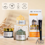anai rui turmeric clay mask green tea clay mask dead sea minerals mud mask 3 piece facial spa gift set