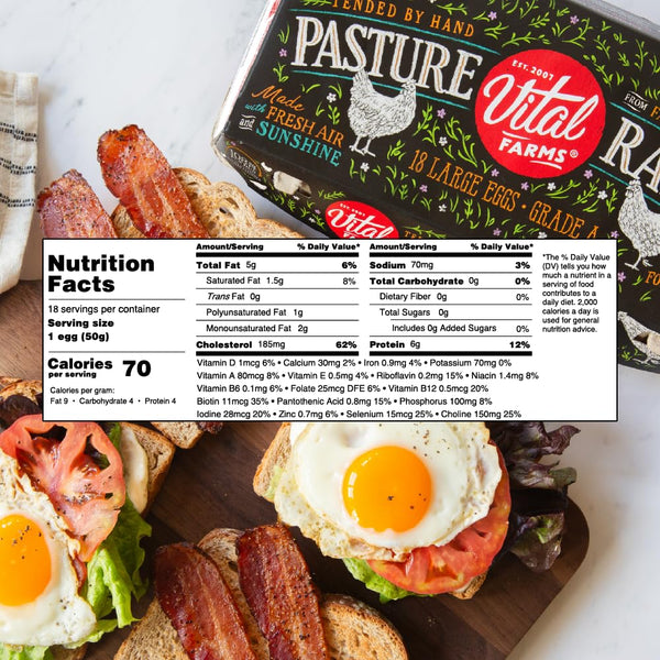 Vital Farms, Eggs Pasture Raised Large, 18 Count