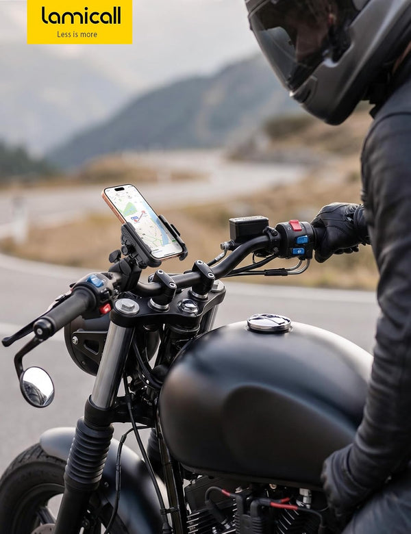 Lamicall Motorcycle Bike Phone Mount - [Upgrade Vibration Dampener] [Camera Friendly] Bike Phone Holder Handlebar Clamp, Bicycle Cell Phone Mount, iPhone 17 16 Pro Max, Galaxy S25 Ultra, 6-7.2" Phones