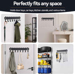 Key Holder Hooks Organizer Hanger Rack Wall Mounted with 8 Hooks, Adhesive Key Holder for Wall, No Drill Modern Key Holder Wall Mount, for Entryway, Kitchen, Hallway, RV Decor （Medium）
